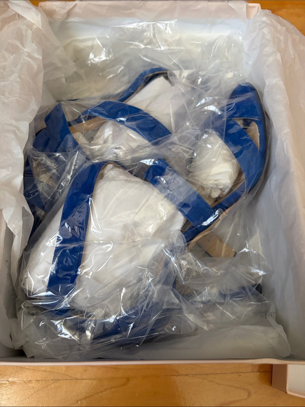 JIMMY CHOO BLUE SUEDE SIZE 36.5 STRAPPY SANDALS MADE IN ITALY